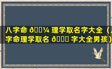 八字命 🌼 理学取名字大全（八字命理学取名 🐈 字大全男孩）